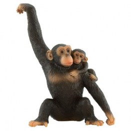 Miniatura Chimpanzé Com Bebé – Animais Da Selva