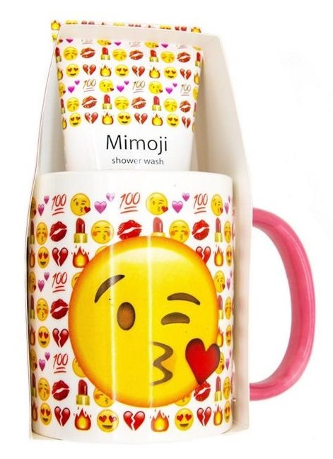 Set Caneca Rosa + Gel de Banho – Emoji