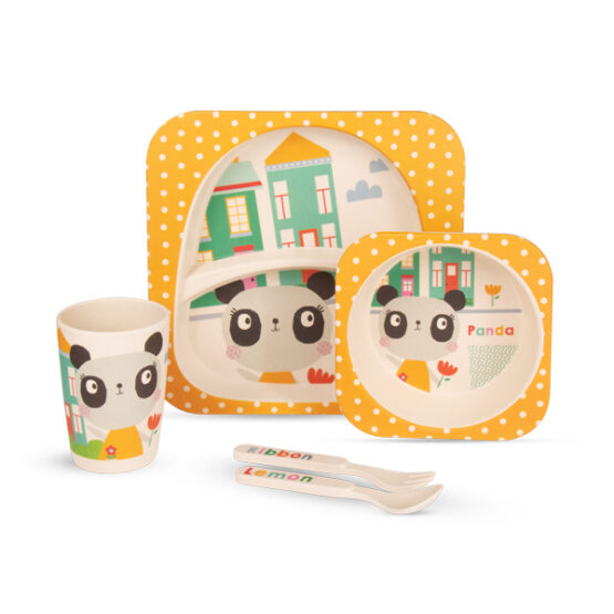 Set de Refeição em Bambu Panda – Lemon Ribbon