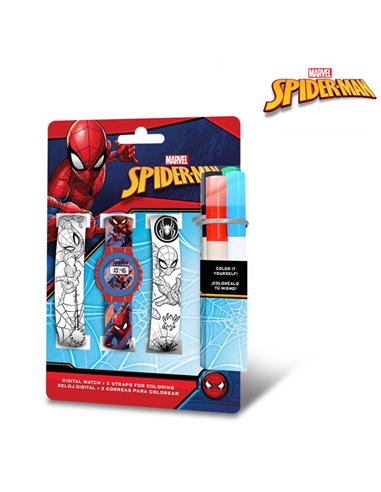 Relógio Digital Com Pulseira Para Pintar- Spiderman